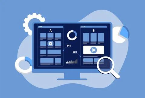 AB testing flat vector concept - split test comparison with randomized Stock Illustration