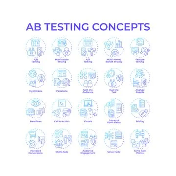 AB testing gradient outline concept icon pack Stock Illustration