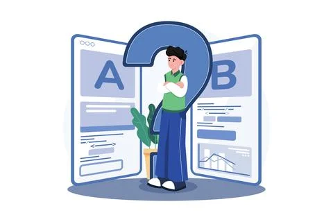 Ab Testing Illustration concept. A flat illustration isolated on white back.. Illustrazione stock