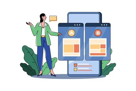 Ab Testing Illustration concept on white background 스톡 일러스트