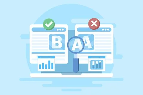 AB Testing landing page Website, AB Testing social media ads, testing analysis. 스톡 일러스트