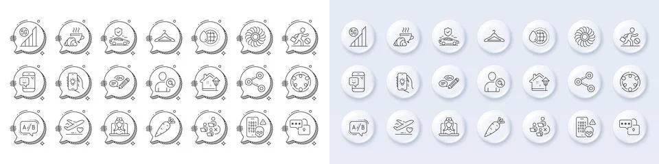 Ab testing, Remove team and Medical flight line icons. For web app, printing Illustrazione stock