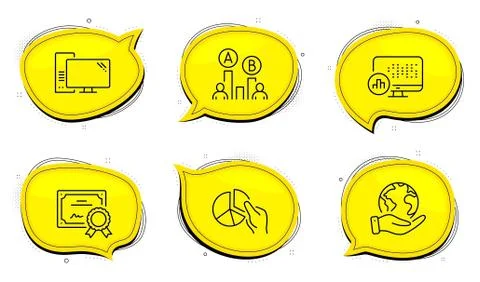 Ab testing, Report statistics and Pie chart icons set. Computer sign. Vector Stockillustratie