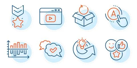 Ab testing, Return package and Approved icons set. Winner medal, Share idea and Stock Illustration