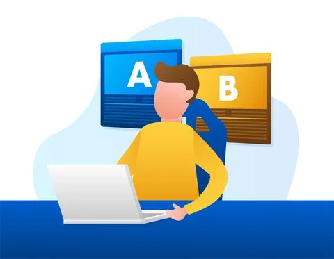 AB testing, split test. Bug Fixing, User Feedback. Homepage landing page 스톡 일러스트