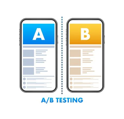 AB testing, split test. Bug Fixing, User Feedback. Homepage landing page Stock Illustration