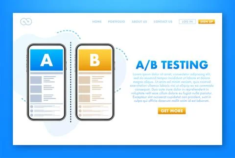 AB testing, split test. Bug Fixing, User Feedback. Homepage landing page Stock Illustration
