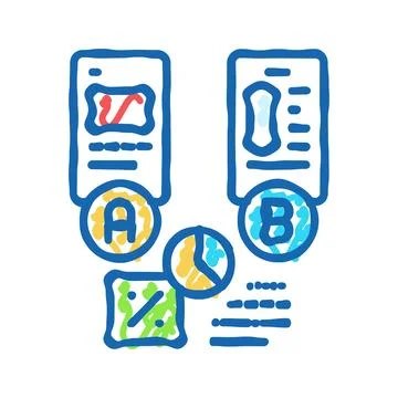 Ab testing ux ui design icon doodle illustration 스톡 일러스트