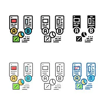Ab testing ux ui design color icon variations vector Stock Illustration