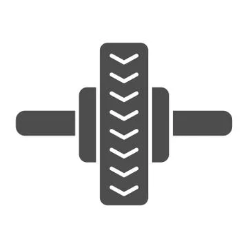 Ab wheel roller solid icon, Gym concept, muscle trainer sign on white background Illustrazione stock