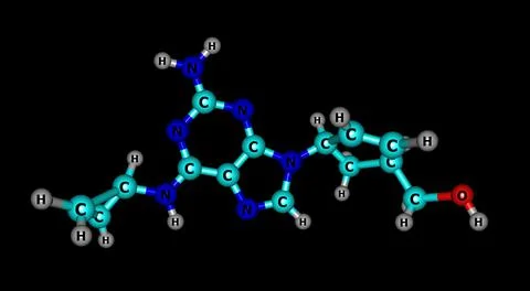Abacavir molecular structure isolated on black Stock Illustration
