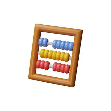 Abacus 3D vector icon, realistic colorful abacus with wooden frame, stationary Illustrazione stock