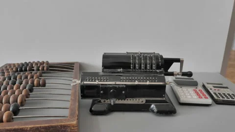 Abacus, Adding Machine, Calculator. Concept Of Technology Development Stock Footage 159699034