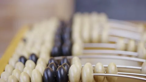 Abacus on the background of an empty school class with chalkboard, close up Stock Footage 161009996