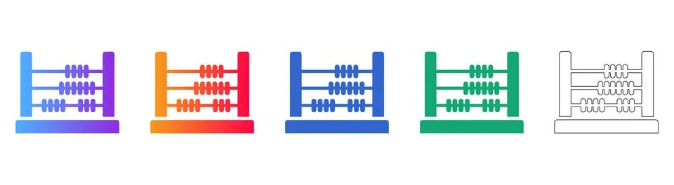 Abacus Calculation Math Icon Set Stock Illustration