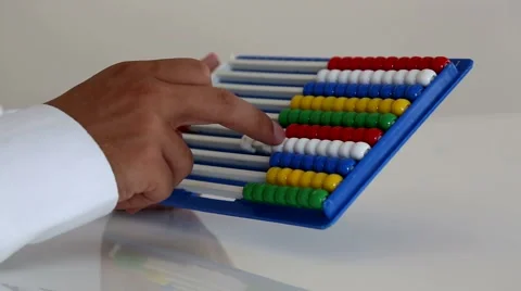 Abacus &amp; Counting number the colored beads Stock Footage 67831210
