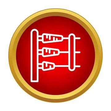 Abacus counting on red round icon Stock Illustration