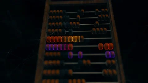 Abacus with Digital Particles 4k Video stock 200803228