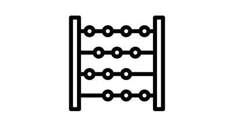 An abacus displaying several colored dots on its rods, illustrating a count.. Stock Footage 334998318