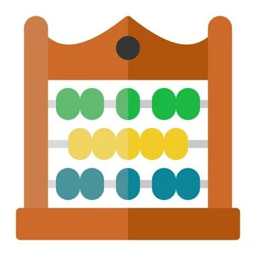 Abacus icon in Flat Style. Color Fill. Isolated on White Background Stock Illustration