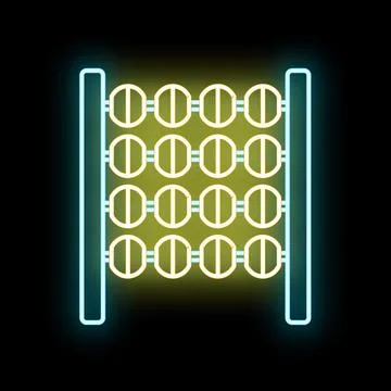 Abacus icon glowing with neon light on a dark background Illustrazione stock