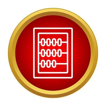 Abacus icon in a red circle with a golden border Stock Illustration