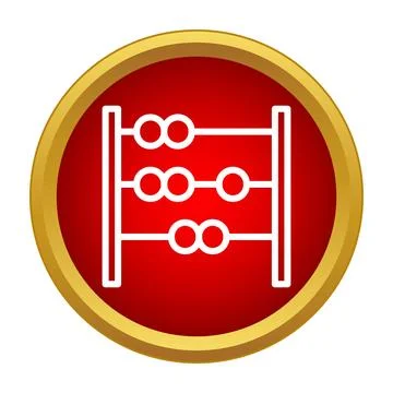 Abacus icon in red circle showing counting beads for math Stock Illustration