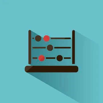 Abacus icon with shadow on blue background Stock Illustration