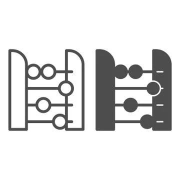 Abacus line and solid icon. Accounting and arithmetic tool, retro counter Stock Illustration