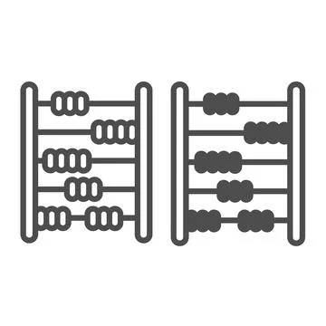 Abacus, math, counting, counter, arithmetic line and solid icon, education Stock Illustration