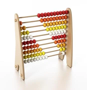 Abacus with multi colored beads isolated on white background. 3D illustration Stock Illustration