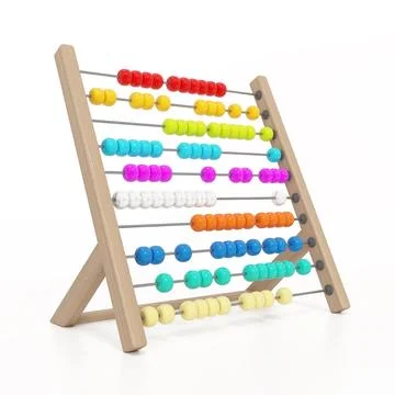 Abacus with multi colored beads on white background. 3D illustration Stock Illustration