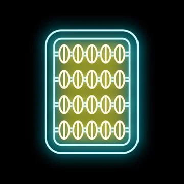 Abacus neon calculating device art glowing blue yellow Illustration