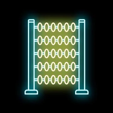 Abacus neon icon showing calculation and education Stock Illustration