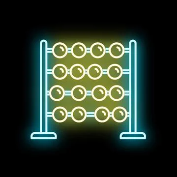 Abacus neon sign representing math and learning 스톡 일러스트