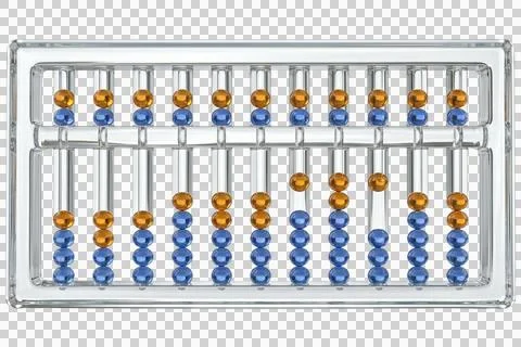 Abacus with orange and blue beads for counting and learning. Stock Illustration
