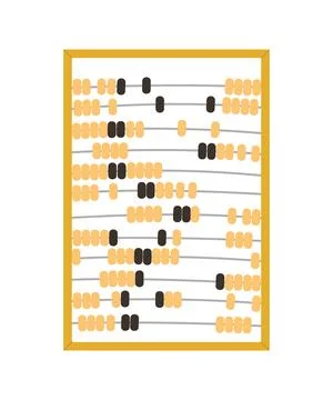 An abacus with a right-side position of the beads. Top view. Stock Illustration