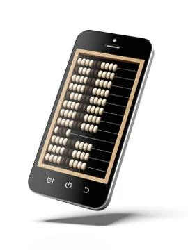 Abacus in smart phone 库存插图