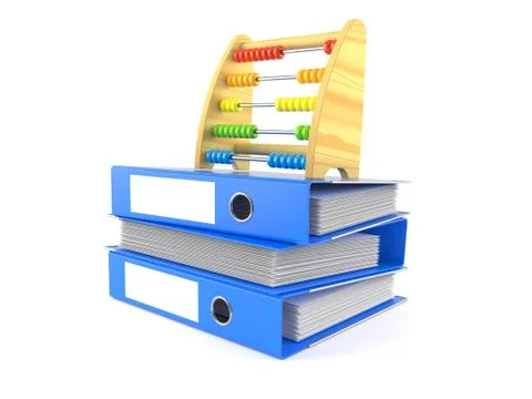 Abacus on stack of ring binders Illustrazione stock