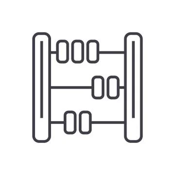 Abacus,math vector line icon, sign, illustration on background, editable strokes Stock Illustration