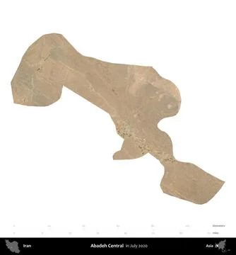 Abadeh Central, Iran, isolated on white. Satellite image. July 2020 Stock Illustration