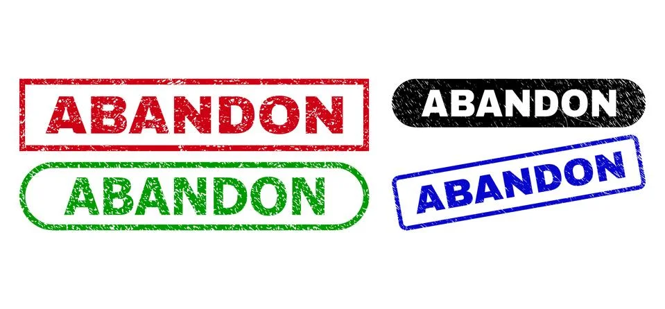ABANDON Rectangle Stamp Seals Using Corroded Surface Stock Illustration