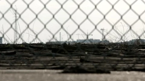 Abandon Yard through Fencing Stock Footage 50055583