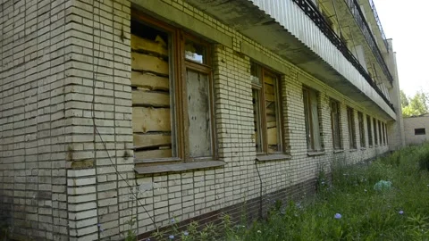 Abandonded half destroyed building construction Stock Footage 138222035