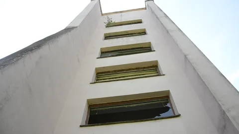 Abandonded half destroyed building construction Stock Footage 138222038