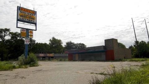Abandonded Mini Mart In A Ghost Town Stock Footage 102028413