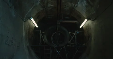 Abandoned 1950's Airplane Engine Test Cell Stock Footage 168745847