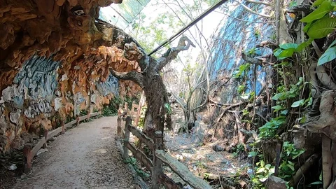 Abandoned amusement park post apocalyptic view Video stock 128166478