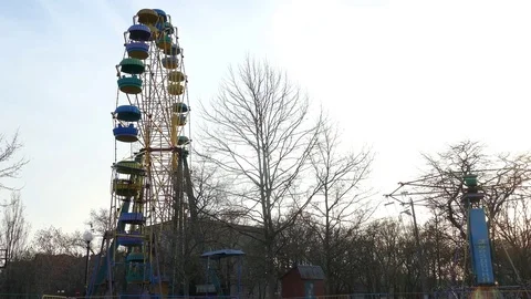 Abandoned amusement park at sunset Stock-Footage 83825488