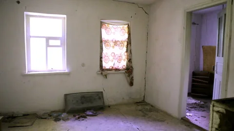 Abandoned and broken room with windows Stock Footage 102169140